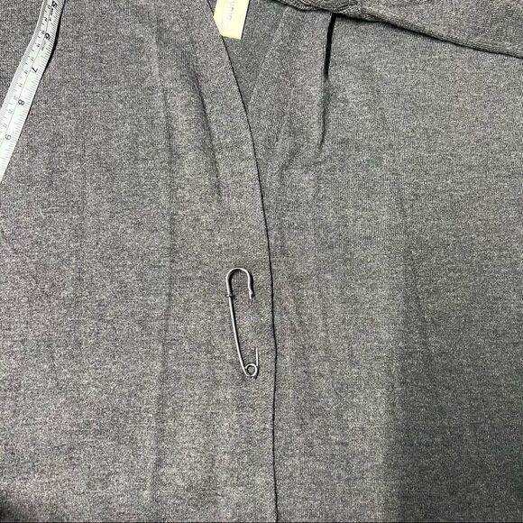 Max Studio Cardigan Grey Safety Pin Front Closure Ruffled Cuffs Medium - Picture 8 of 14